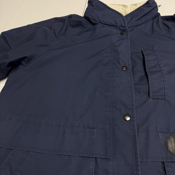 Vintage Burberry Jacket Womens Large 24x28 Blue Hide a Hood England - Picture 3 of 16